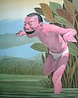 Yue Minjun Canvas Paintings - Free and At Leisure-6